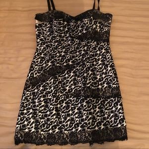 Bebe silk lace black/white cheetah cocktail dress.